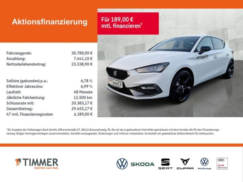 SEAT  Leon FR Black Edition 1.5eTSI 110kW (150 PS) *DS, Glacial Weiß Metallic