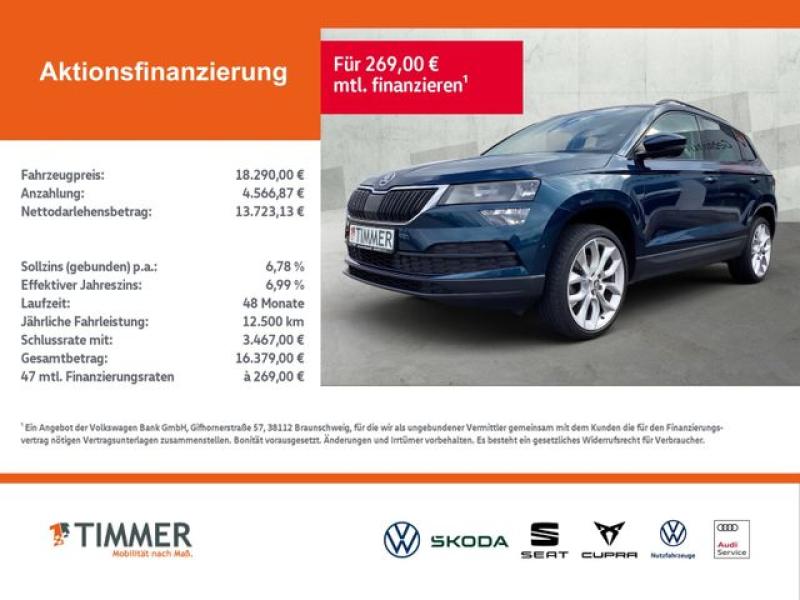 SKODA  Karoq 1.6 TDI STYLE +STHZ +VIRTUAL +NAVI +SHZ +1, Lava Blau Metallic