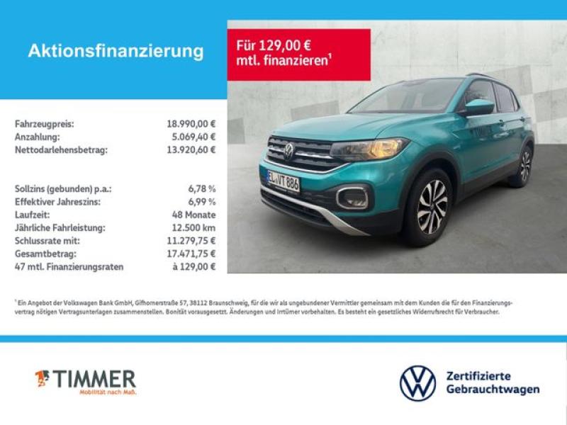 VW  T-Cross 1.0 TSI DSG Active *NAVI*KAMERA*SITZHEIZ, Makena-Türkis Metallic