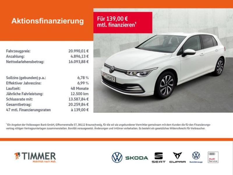 VW  Golf VIII 1.5 TSI ACTIVE +STHZ +IQ.LIGHT +ACC +V, Pure White