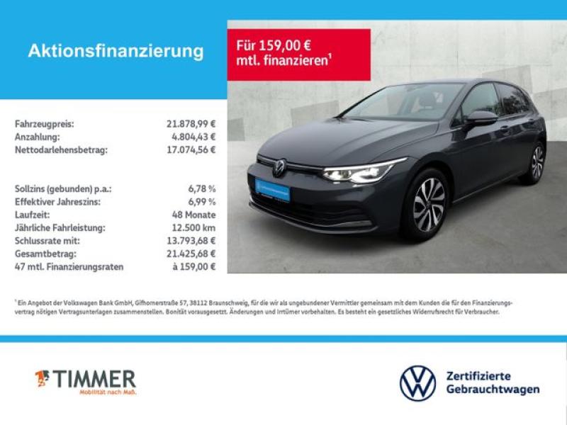 VW  Golf VIII 1.5 TSI ACTIVE +LED +ACC +RKAM +VIRTUA, Delfingrau Metallic
