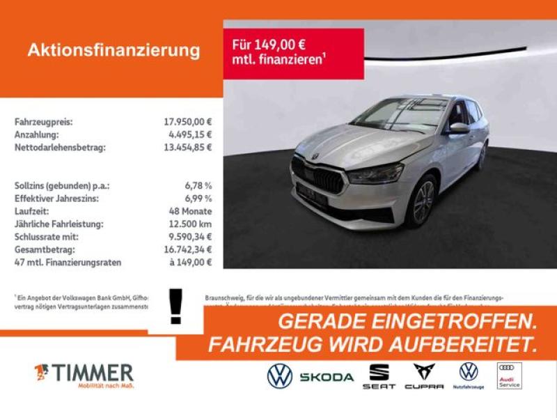 SKODA  Fabia 1.0 TSI DSG TOUR +LED +RKAM +APP-CONN +SHZ, Brillant Silber Metallic