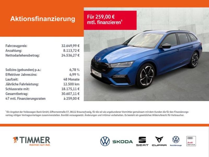 SKODA  Octavia Combi 2.0 TDI DSG RS *MATRIX *ACC *HuD *, Race Blau Metallic