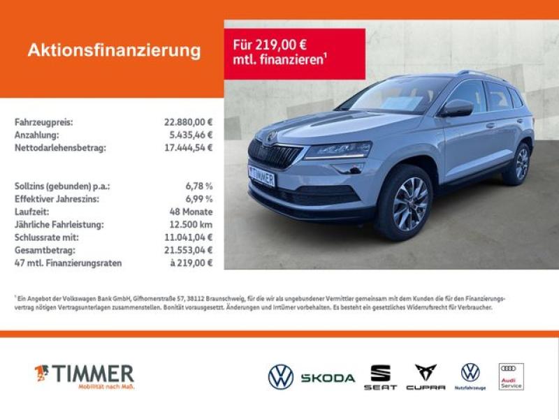 SKODA  Karoq 1.5 TSI CLEVER +AHK +LED +APP-CONN +SHZ +1, Stahl Grau