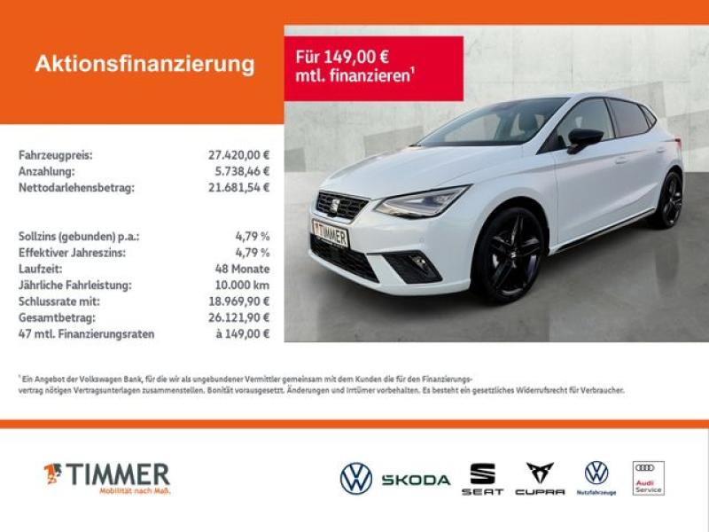 SEAT  Ibiza FR Black Edition 1.0TSI 85kW (116 PS)*DSG*, Glacial Weiß Metallic
