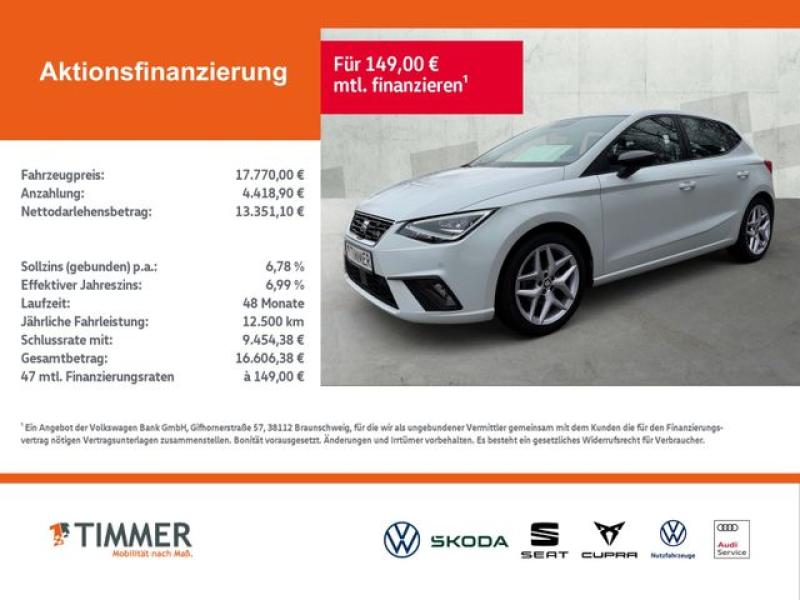 SEAT  Ibiza 1.0 TSI DSG FR-LINE +BEATS +LED +ACC +RKAM, Nevada Weiß Metallic