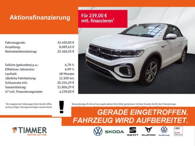 VW  T-Roc Cabriolet 1.5 TSI DSG R-LINE +AHK +LED +AC, Pure White