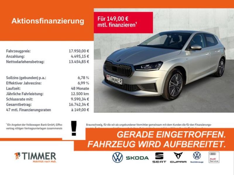 SKODA  Fabia 1.0 TSI DSG TOUR +LED +RKAM +APP-CONN +SHZ, Brillant Silber Metallic