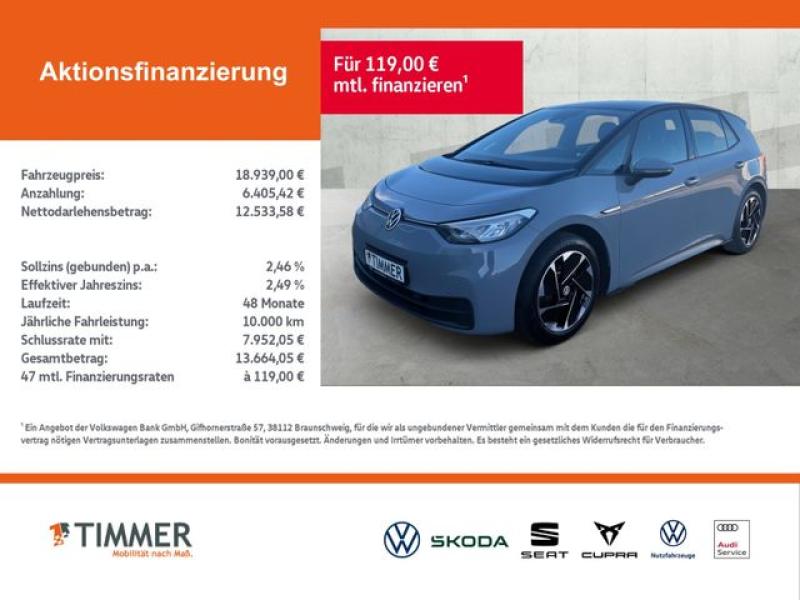VW  ID.3 PRO PERF. 62 kWh LIFE +LED +ACC +CARPLAY +N, Mondsteingrau