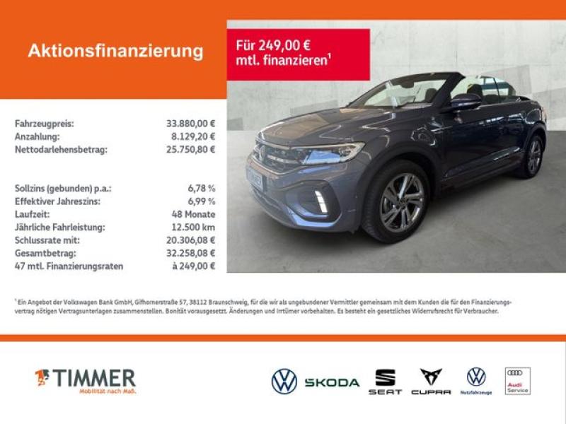 VW  T-Roc Cabriolet 1.5 TSI DSG R-LINE +AHK +LED +AC, Rauchgrau Metallic