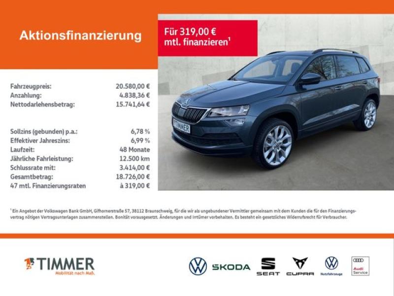 SKODA  Karoq 2.0 TDI STYLE +TEMPO +NAVI +LM +SHZ +CLIMA, Quarz-Grau Metallic