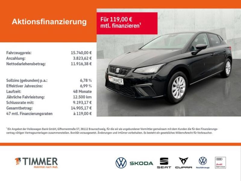 SEAT  Ibiza 1.0 TSI STYLE +LED +SHZ +CARPLAY +VIRTUAL, Midnight Schwarz Metallic