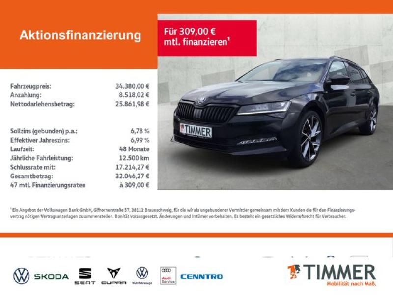 SKODA  Superb Combi 2.0 TDI DSG 4x4 SPORTLINE +AHK +STH, Schwarz Magic Perleffekt