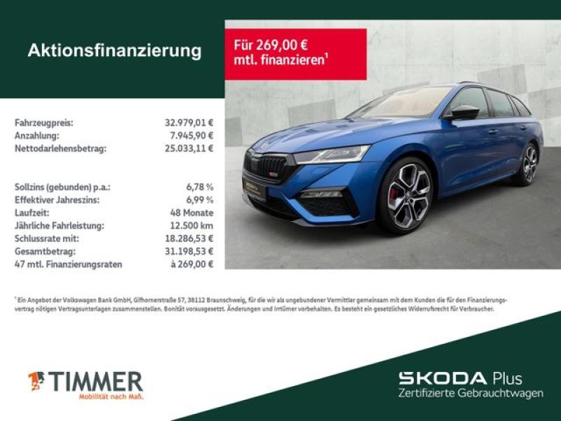 SKODA  Octavia Combi 2.0 TDI DSG RS +MATRIX +ACC +HuD +, Race Blau Metallic
