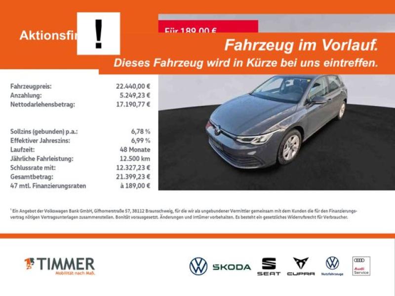 VW  Golf VIII 2.0 TDI DSG LIFE +LED +ACC +RKAM +VIRT, Uranograu