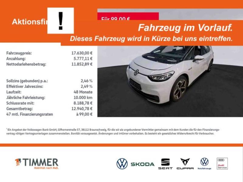 VW  ID.3 PURE PERF. 55 kWh +LED +CARPLAY +NAVI +SHZ, Gletscherweiß Metallic