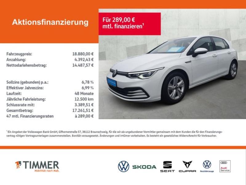 VW  Golf VIII 2.0 TDI LIFE +LED +ACC +APP +NAVI +SHZ, Pure White