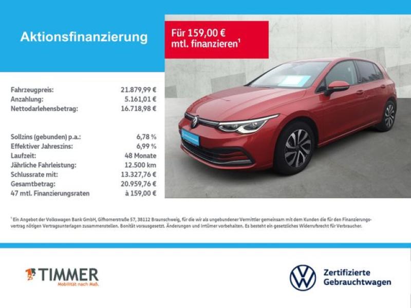 VW  Golf VIII 1.5 TSI ACTIVE +LED +ACC +VIRTUAL +NAV, Kings Red Metallic