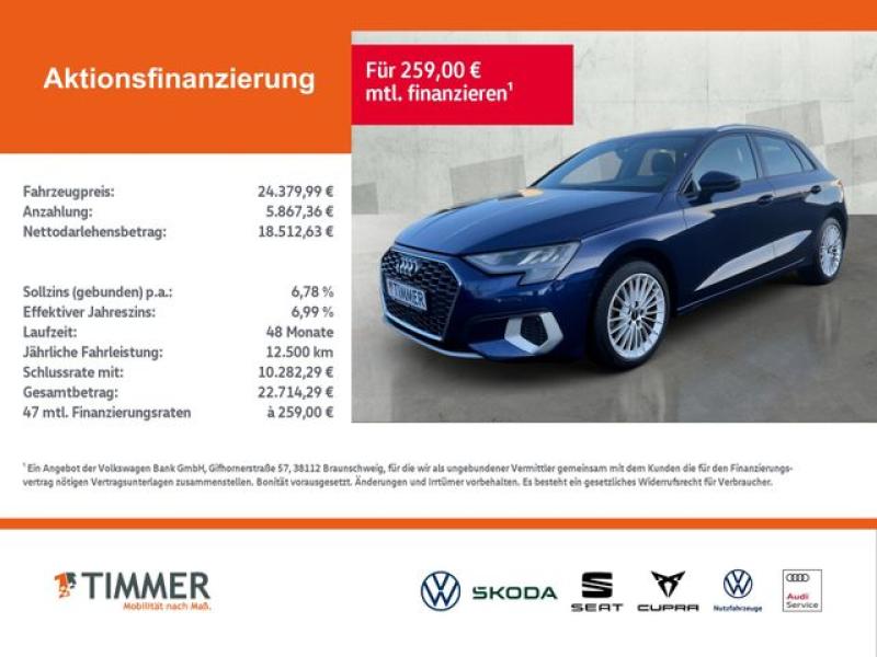 AUDI  A3 Sportback 35 TFSI S tronic ADVANCED +LED +ACC, Navarrablau Metallic