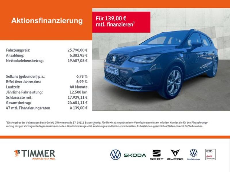 SEAT  Arona FR 1,0 TSI 85kW (116PS) *DSG *NAVI*RFK*AHK, Magnetic Grau Metallic