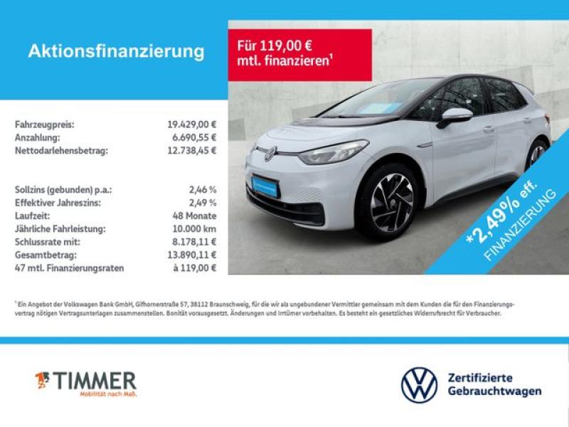 VW  ID.3 PURE PERF. 55 kWh CITY +LED +ACC +CARPLAY +, Gletscherweiß Metallic