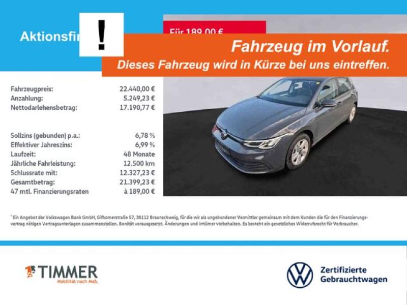 VW  Golf VIII 2.0 TDI DSG LIFE +LED +ACC +RKAM +VIRT, Uranograu