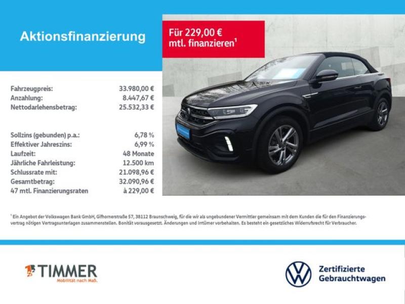 VW  T-Roc Cabriolet 1.5 TSI DSG R-LINE +AHK +LED +AC, Deep Black Perleffekt