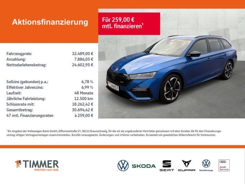 SKODA  Octavia Combi 2.0 TDI DSG RS *MATRIX *ACC *HuD *, Race Blau Metallic