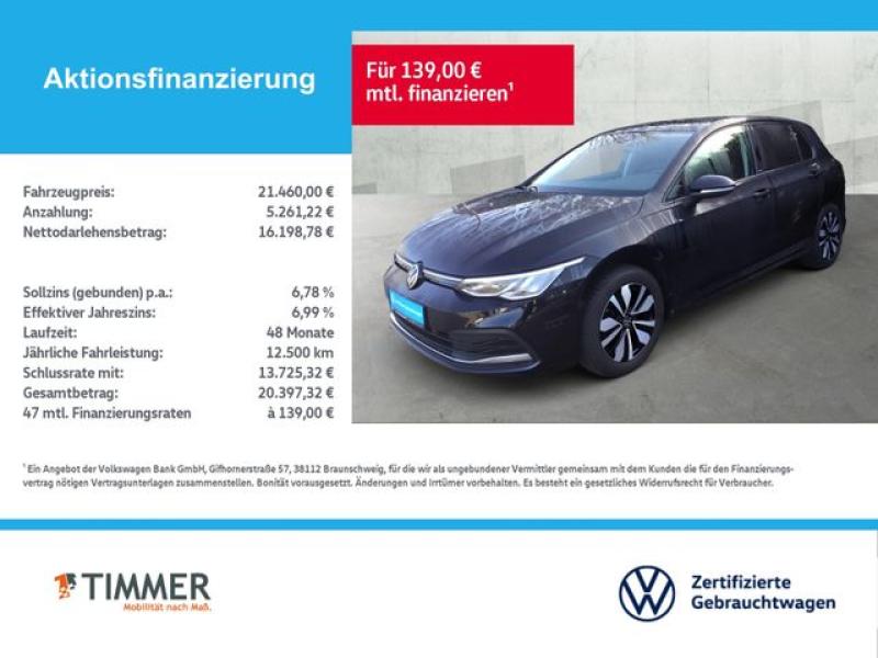 VW  Golf VIII 1.5 TSI MOVE +LED +ACC +VIRTUAL +NAVI, Deep Black Perleffekt