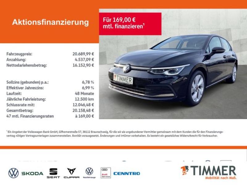 VW  Golf VIII 1.5 TSI STYLE +LED +ACC +VIRTUAL +NAVI, Deep Black Perleffekt