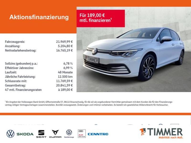 VW  Golf VIII 2.0 TDI DSG LIFE +LED +ACC +VIRTUAL +N, Pure White