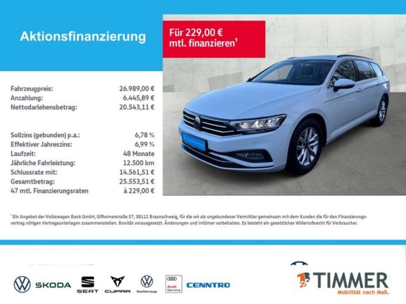 VW  Passat Variant 2.0 TDI DSG BUSINESS +LED +ACC +R, Gletscherweiß Metallic