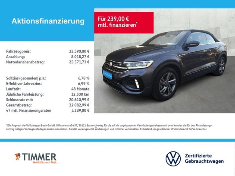VW  T-Roc Cabriolet 1.5 TSI DSG R-LINE +AHK +LED +AC, Rauchgrau Metallic Schwarz
