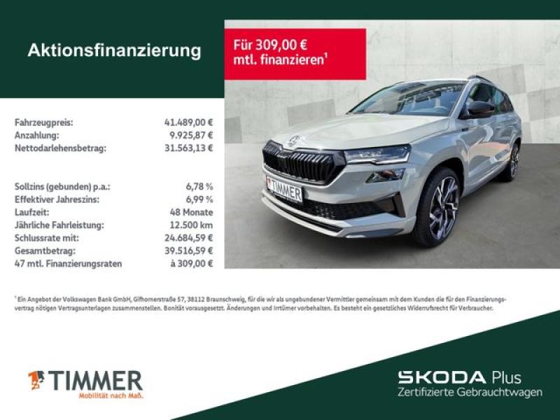 SKODA  Karoq 2.0 TDI Sportline *PANO*AHK*19ZOLL*NAVI*, Stahl-Grau