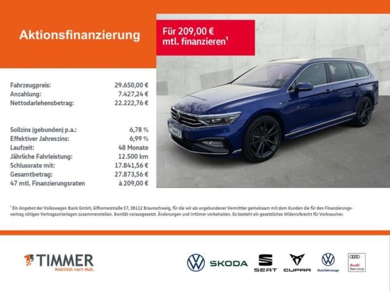 VW  Passat Variant 2.0 TDI DSG R-LINE +H&K +PANO +AH, Lapiz Blue Metallic