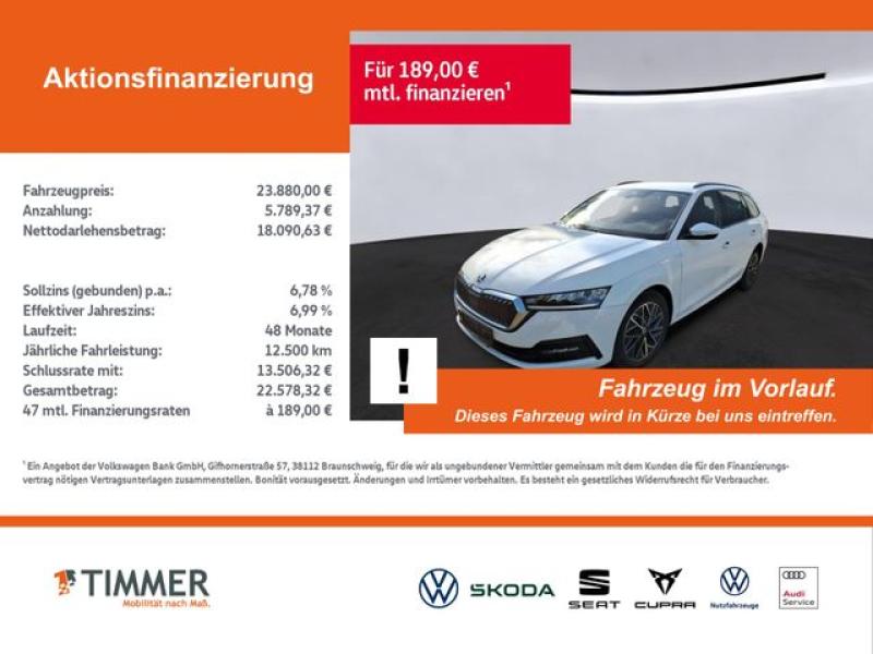 SKODA  Octavia Combi 1.5 eTSI DSG CLEVER +AHK +LED +RKA, Candy Weiß