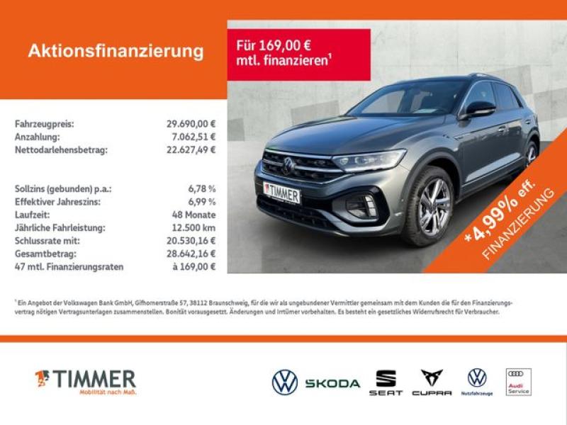 VW  T-Roc 1.5 TSI DSG R-LINE AHK+LED +RKAM +ACC +APP, Indiumgrau Metallic
