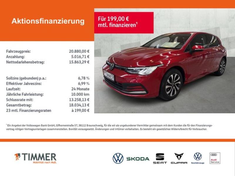 VW  Golf VIII 1.5 TSI ACTIVE +LED +ACC +VIRTUAL +NAV, Kings Red Metallic