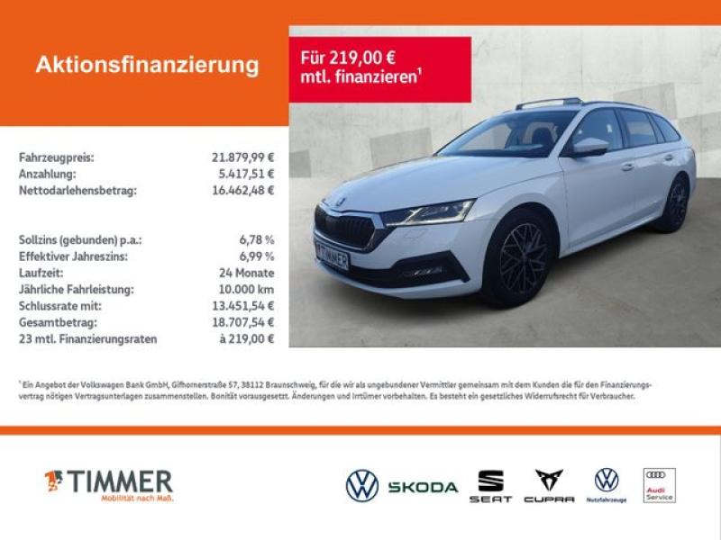 SKODA  Octavia Combi 2.0 TDI DSG +PANO +MATRIX +ACC +NA, Moon Weiß Perleffekt