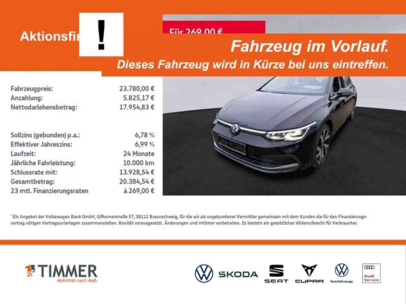 VW  Golf VIII 1.0 eTSI DSG STYLE +AHK +LED +ACC +RKA, Deep Black Perleffekt
