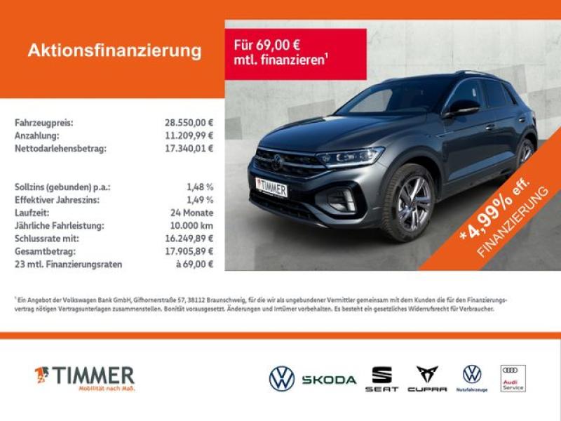 VW  T-Roc 1.5 TSI DSG R-LINE +AHK +LED +ACC +RKAM +V, Indiumgrau Metallic