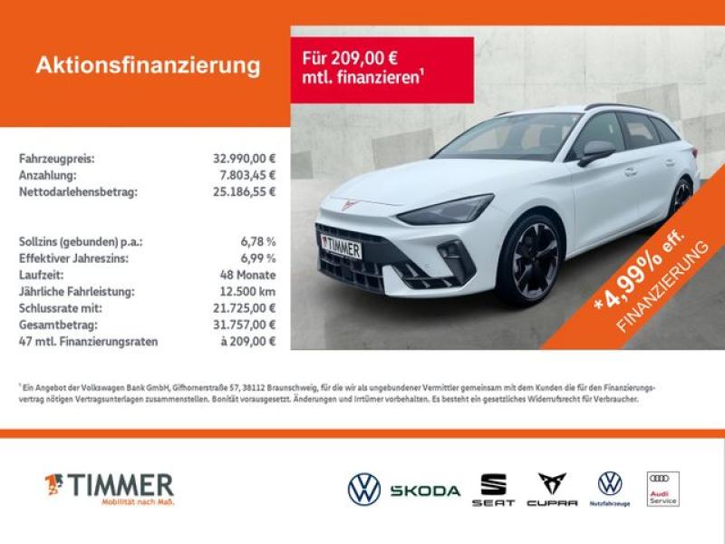 CUPRA  Leon ST 2.0 TDI DSG +AHK +LED +ACC +RKAM +NAVI +, Glacial Weiß Metallic
