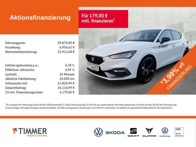 SEAT  Leon FR Black Edition 1.5eTSI 110kW (150 PS) *DS, Glacial Weiß Metallic