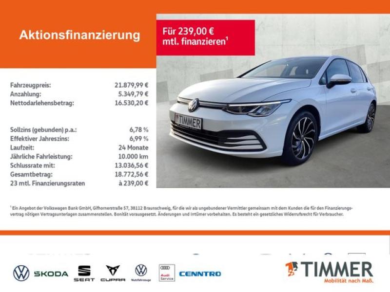 VW  Golf VIII 2.0 TDI DSG LIFE +LED +ACC +VIRTUAL +N, Pure White