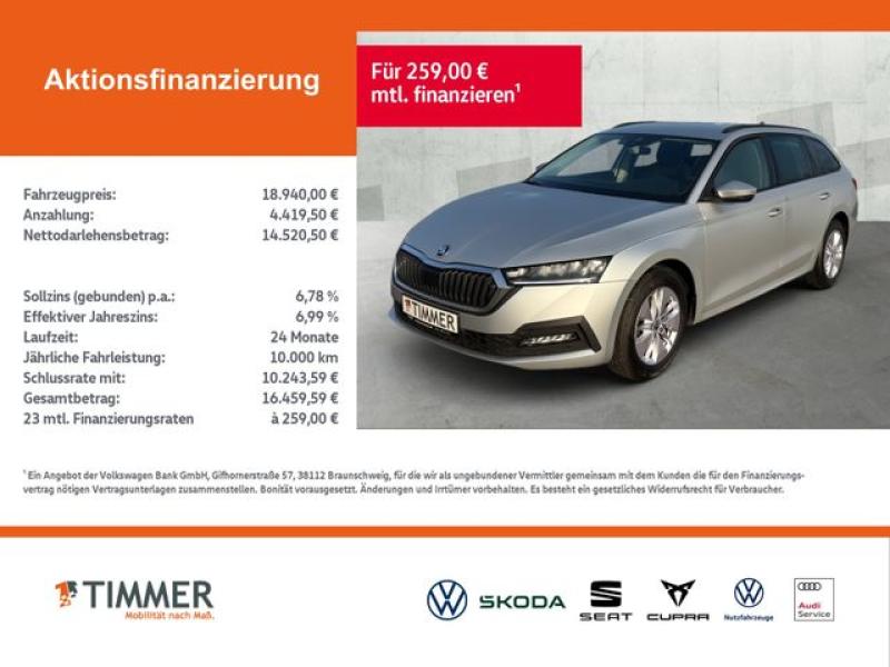 SKODA  Octavia Combi 2.0 TDI +AHK +LED +CARPLAY +SHZ +A, Brilliant Silber Metallic