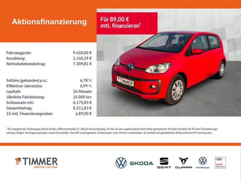 VW  up! 1.0 MOVE! +4-TÜR +ALLWETTER +SHZ +DAB+ +KLIM, Tornadorot