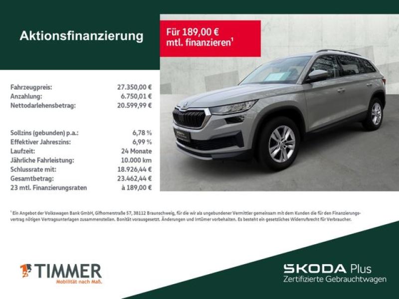SKODA  Kodiaq 2.0 TDI DSG 7-SITZE +AHK +PANO +LED +RKAM, Stahl Grau