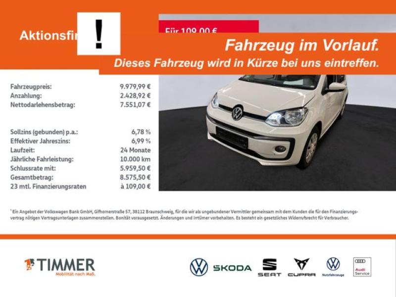 VW  up! 1.0 MOVE! +4TÜR +SHZ +DAB+ +KLIMA +TELE +ALL, Pure White