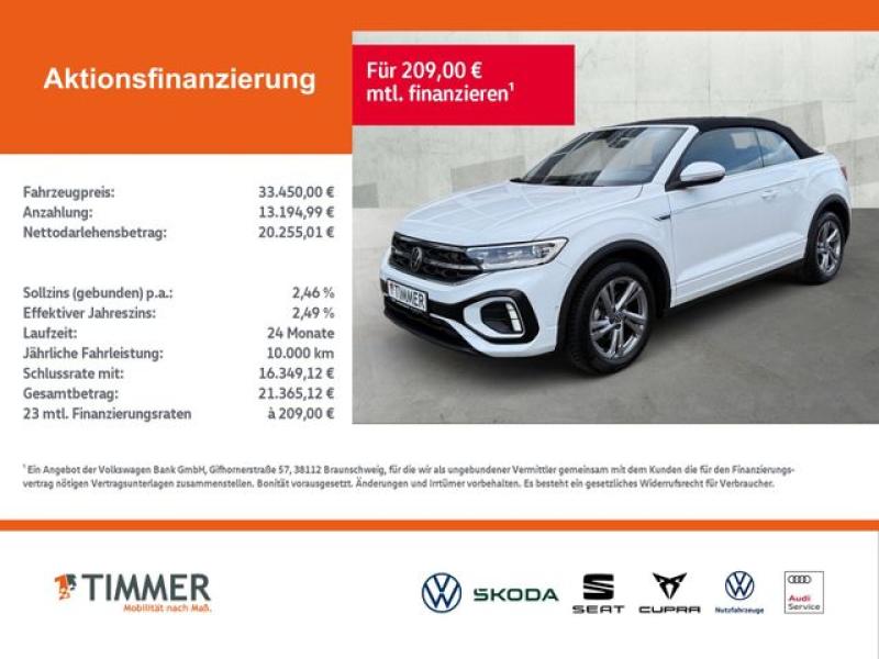 VW  T-Roc Cabriolet 1.5 TSI DSG R-LINE +AHK +LED +AC, Pure White