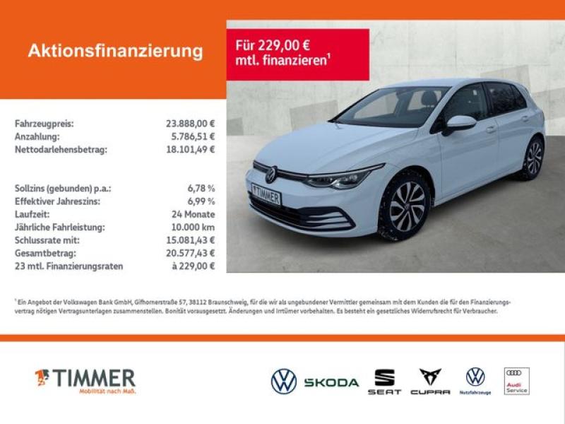VW  Golf VIII 1.5 TSI ACTIVE +AHK +LED +RKAM +ACC +A, Pure White